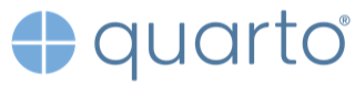 The quarto logo, a blue circle divided into quadrants followed by the word &#039;quarto'
